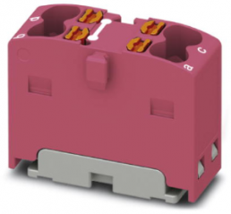 Verteilerblock, Push-in-Anschluss, 0,14-2,5 mm², 4-polig, 17.5 A, 6 kV, pink, 1046618