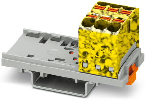 Verteilerblock, Push-in-Anschluss, 0,2-6,0 mm², 6-polig, 32 A, 6 kV, gelb/schwarz, 3273546