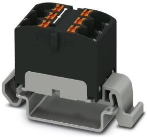 Verteilerblock, Push-in-Anschluss, 0,2-6,0 mm², 6-polig, 32 A, 6 kV, schwarz, 3273672