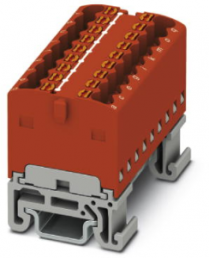 Verteilerblock, Push-in-Anschluss, 0,14-2,5 mm², 18-polig, 17.5 A, 6 kV, rot, 3002934
