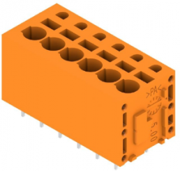 Leiterplattenklemme, 6-polig, RM 5 mm, 0,12-2,5 mm², 20 A, Federklemmanschluss, orange, 1330490000
