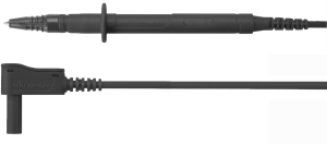 Messleitung mit (Prüfspitze, gerade) auf (4 mm Stecker, gefedert, abgewinkelt), 1 m, schwarz, PVC, 1,0 mm², CAT III