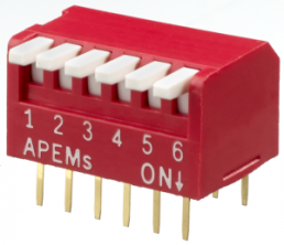 DIP-Schalter, 6-polig, gerade, 25 mA/24 VDC, NDP-06-V