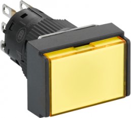 Drucktaster, rastend, Bund rechteckig, gelb, Frontring schwarz, Einbau-Ø 16 mm, XB6EDF5B1P