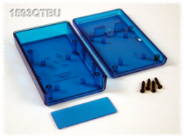ABS Gerätegehäuse, (L x B x H) 112 x 66 x 28 mm, blau/transparent, IP54, 1593QTBU