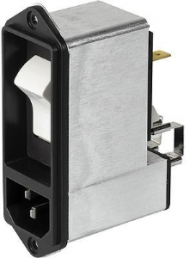 IEC-Eingangsfilter-C14, 50 bis 60 Hz, 10 A, 250 VAC, Flachstecker 6,3 mm, 3-108-615