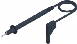 Messleitung mit (Prüfspitze, gerade) auf (4 mm Stecker, gefedert, abgewinkelt), 1 m, schwarz, PVC, 1,0 mm², CAT II