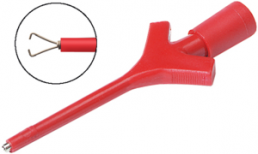 Miniatur-Klemmprüfspitze, Stift 0,64 mm, ungefedert, 52 mm, rot