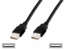 USB 2.0 Anschlussleitung, USB Stecker Typ A auf USB Stecker Typ A, 5 m, schwarz