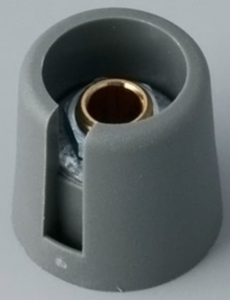 Drehknopf, 4 mm, Kunststoff, grau, Ø 16 mm, H 16 mm, A3016048