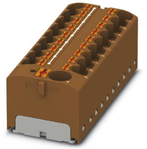 Verteilerblock, Push-in-Anschluss, 0,2-6,0 mm², 19-polig, 32 A, 6 kV, braun, 3273910