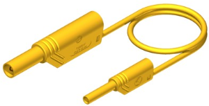 Messleitung mit (4 mm Stecker, gefedert, gerade) auf (2 mm Stecker, gefedert, gerade), 1 m, gelb, PVC, 1,0 mm², CAT II