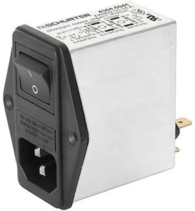 IEC-Stecker-C14, 50 bis 60 Hz, 10 A, 250 VAC, 1.6 W, 300 µH, Flachstecker 6,3 mm, 4304.5005