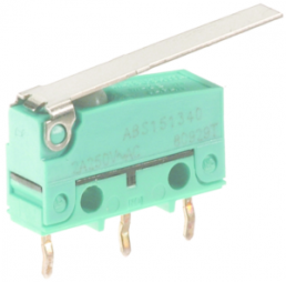 Ultraminiatur-Schnappschalter, Ein-Ein, Leiterplattenanschluss, Rollenhebel, 0,29 N, 0,1 A/30 VDC, IP67