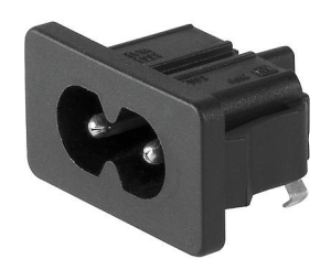Stecker C8, 2-polig, Snap-in, Leiterplattenanschluss, schwarz, 4300.0103