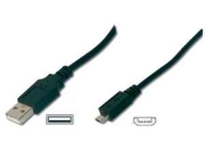 USB 2.0 Adapterleitung, USB Stecker Typ A auf Micro-USB Stecker Typ B, 3 m, schwarz