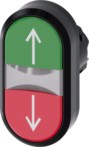 Doppeldrucktaster, beleuchtbar, tastend, Bund oval, grün/rot, Einbau-Ø 22.3 mm, 3SU1001-3AB42-0AN0