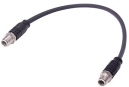 Sensor-Aktor Kabel, M12-Kabelstecker, gerade auf M12-Kabelstecker, gerade, 4-polig, 0.3 m, Elastomer, schwarz, 09482222011003
