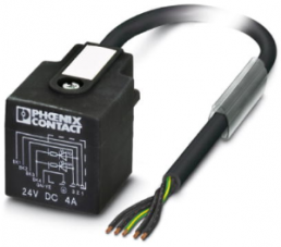 Sensor-Aktor Kabel, Ventilsteckverbinder DIN form A auf offenes Ende, 5-polig, 10 m, PVC, schwarz, 4 A, 1438671
