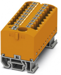 Verteilerblock, Push-in-Anschluss, 0,14-4,0 mm², 19-polig, 24 A, 8 kV, orange, 3274228