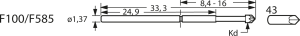 Standard-Prüfstift mit Tastkopf, Vierfach-Krone, Ø 1.37 mm, Hub 6.4 mm, RM 2.54 mm, L 33.3 mm, F10043S090L200