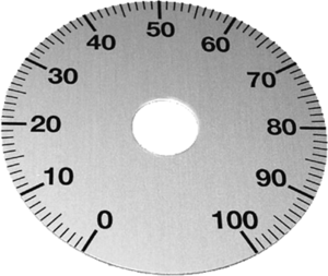 Skalenscheibe, Ø 50 mm, 0-100, 300° für Achsen bis 10 mm, 60.31.012
