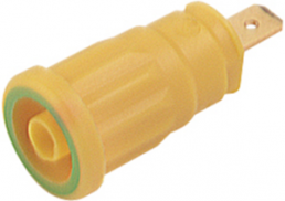 4 mm Buchse, Flachsteckanschluss, Einbau-Ø 12.2 mm, CAT III, gelb/grün, SEP 2610 F4,8 GE/GN