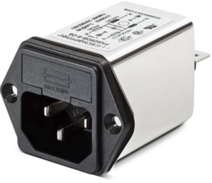 IEC-Eingangsfilter-C14, 50 bis 400 Hz, 6 A, 250 VAC, 300 µH, Flachstecker 6,3 mm, FN9260B-6-06