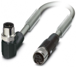 Sensor-Aktor Kabel, M12-Kabelstecker, abgewinkelt auf M12-Kabeldose, gerade, 5-polig, 1 m, PUR, grau, 4 A, 1419059