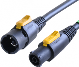 Geräteanschlussleitung, International, powerCON Stecker, gerade auf powerCON-Kupplung, gerade, H05VV-F3G1,5mm², schwarz, 1 m