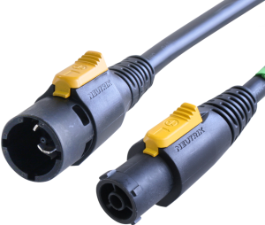 Geräteanschlussleitung, International, powerCON Stecker, gerade auf powerCON-Kupplung, gerade, H05VV-F3G1,5mm², schwarz, 500 mm