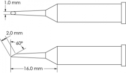 Lötspitze, Hufform, Ø 1 mm, (L) 16 mm, GT6-HF6010S