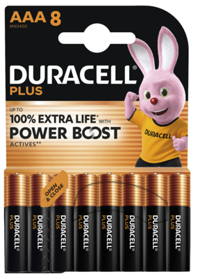DURACELL PLUS POWER BOOST AAA8 Duracell Rundzellen, 9V-Blöcke