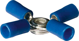 Isolierter 4-fach Kabelschuh, 1,5-2,5 mm², AWG 16 bis 14, 4 mm, M4, blau