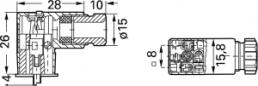 Ventilsteckverbinder, DIN FORM C, 2-polig + PE, 250 V, 0,25-0,75 mm², 933138100