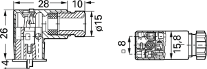 Ventilsteckverbinder, DIN FORM C, 2-polig + PE, 250 V, 0,25-0,75 mm², 933137100