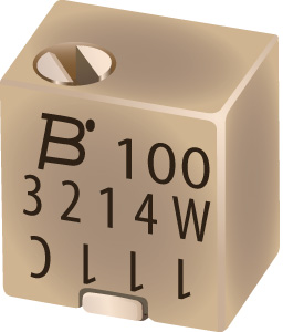 Cermet-Trimmpotentiometer, 5 Umdrehungen, 100 kΩ, 0.25 W, SMD, oben, 3214W-1-104E