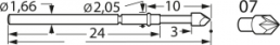 Standard-Prüfstift mit Tastkopf, Waffel, Ø 1.66 mm, Hub 5 mm, RM 2.54 mm, L 32 mm, F77207S200L300