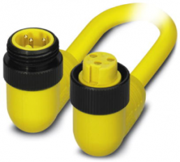 Sensor-Aktor Kabel, Kabelstecker, abgewinkelt auf Kabeldose, abgewinkelt, 3-polig, 2 m, PVC, gelb, 13 A, 1416555