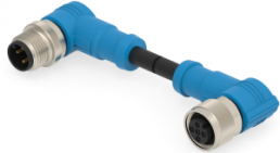 Sensor-Aktor Kabel, M12-Kabelstecker, abgewinkelt auf M12-Kabeldose, abgewinkelt, 4-polig, 0.5 m, PVC, schwarz, 4 A, T4162214004-001