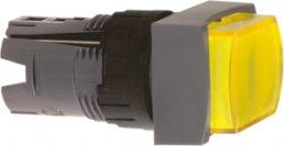 Drucktaster, tastend, Bund rechteckig, gelb, Frontring schwarz, Einbau-Ø 16 mm, ZB6DE5