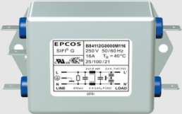 EMC Filter, 50 bis 60 Hz, 16 A, 250 V (DC), 250 VAC, 1.8 mH, Flachstecker 6,3 mm, B84112G0000B116