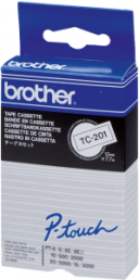 Schriftbandkassette, 12 mm, Band weiß, Schrift schwarz, 7.7 m, TC201