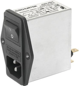 IEC-Stecker-C14, 50 bis 60 Hz, 10 A, 250 VAC, 1.6 W, 300 µH, Flachstecker 6,3 mm, 4304.4005