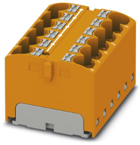 Verteilerblock, Push-in-Anschluss, 0,2-6,0 mm², 12-polig, 32 A, 6 kV, orange, 3273830