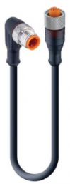 Sensor-Aktor Kabel, M12-Kabelstecker, abgewinkelt auf M12-Kabeldose, gerade, 4-polig, 0.2 m, PUR, schwarz, 4 A, 6116