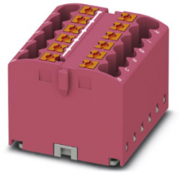 Verteilerblock, Push-in-Anschluss, 0,14-4,0 mm², 12-polig, 24 A, 6 kV, pink, 3273303