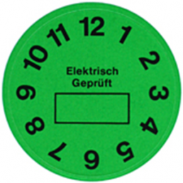 Elektro-Prüfplakette, 1 bis 12, Ø 35 mm, Vinyl, 3-1768036-2