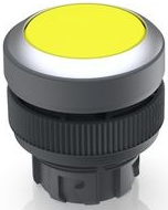 Drucktaster, unbeleuchtet, rastend, Bund rund, gelb, Frontring silber, Einbau-Ø 22.3 mm, 1.30.240.131/0400
