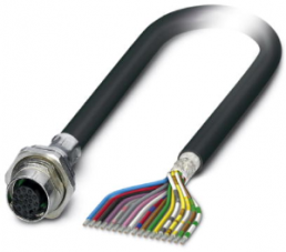 Sensor-Aktor Kabel, M12-Kabeldose, gerade auf offenes Ende, 17-polig, 1 m, PVC, schwarz, 1.5 A, 1442269